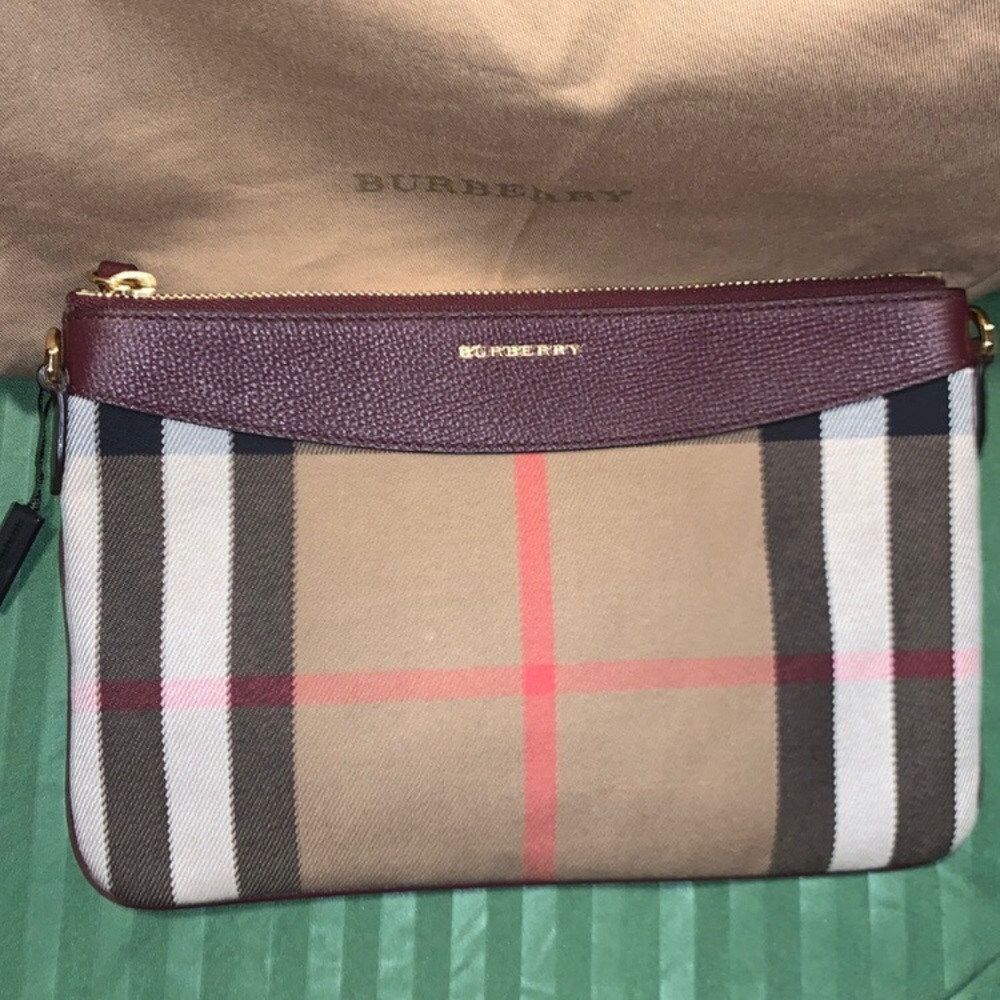 Burberry Crossbody Bag in Burgundy and Tan